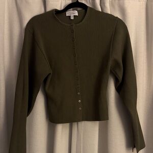 & Other Stories Olive Green Ribbed Knit Top